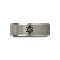 unique anniversary present ideas – black & grey tungsten star david wedding band