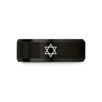 unique anniversary present ideas – black tungsten star david wedding band