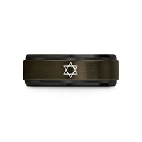 anniversary present for him – gunmetal & black tungsten star david wedding band