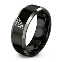 personalized birthday present suggestions – black & gray tungsten carpenter square ring