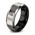 Carpenter Square – Tungsten Wedding Band, 8 mm, Black, Grey Comfort-Fit Unisex