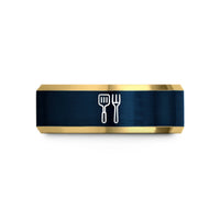 personalized birthday present ideas – gold & blue tungsten spatula fork wedding band
