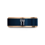 unique birthday present ideas – rose gold & blue tungsten spatula fork wedding band