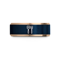 unique birthday present ideas – rose gold & blue tungsten spatula fork wedding band