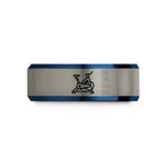 personalized birthday presents – black & blue & grey tungsten stationary bike spin wedding band