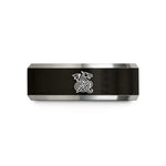 custom bands for couples – black & silver tungsten celtic dragon knot wedding band