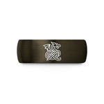 custom bands for couples – gunmetal & black tungsten celtic dragon knot wedding band