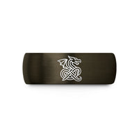 custom bands for couples – gunmetal & black tungsten celtic dragon knot wedding band