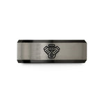 custom bands for partners – black & silver tungsten v6 engine wedding band