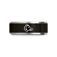 romantic presents for partners – black & gray tungsten wild boar wedding band