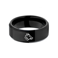 tungsten rings for couples – black tungsten wild boar wedding band