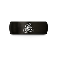 engaged couples rings – black tungsten cyclist climbing wedding band