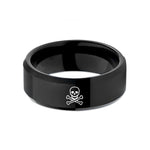 personalized jewelry for her – black tungsten jolly roger wedding band