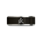 romantic presents for her – black & gray tungsten roofer silhouette wedding band