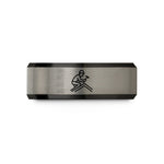 romantic presents for her – black & grey tungsten roofer silhouette wedding band