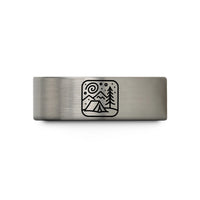 best presents for partner – blue & grey tungsten starry night camp wedding band