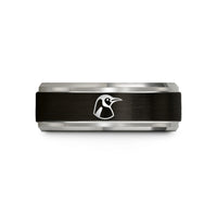 tungsten wedding bands – black & blue & grey tungsten emperor penguin wedding band