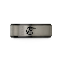 presents for him ring – black & blue & grey tungsten emperor penguin wedding band