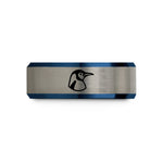anniversary presents for him – black & blue & silver tungsten emperor penguin wedding band