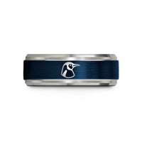presents for him ring – blue & gray tungsten emperor penguin wedding band