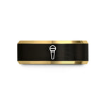tungsten wedding bands men – black & gold tungsten handheld microphone wedding band
