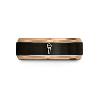 best husband present ideas – black & rose gold tungsten handheld microphone wedding band