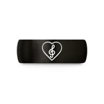 engraved rings for couples – black & rose gold tungsten heart pick wedding band