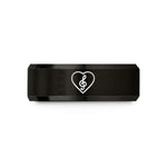 anniversary presents for him – black tungsten heart pick wedding band