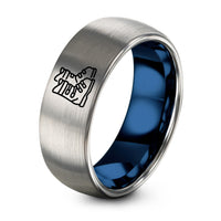 Gift Ideas for Husband – blue & gray tungsten ski boots pair ring