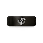 personalized presents for couples – black & rose gold tungsten carousel horse pole wedding band