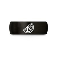 wedding presents for pairs – black tungsten orange slice wedding band