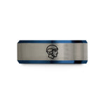unique couple present ideas – black & blue & silver tungsten tactical helmet wedding band