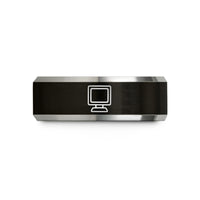 unique presents for pairs – black & grey tungsten crt monitor wedding band