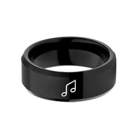 custom engagement ring presents – black tungsten glissando pair wedding band