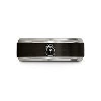 romantic presents for couples – black & blue & gray tungsten runes pouch wedding band