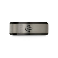 unique presents for couples – black & silver tungsten wolf wedding band