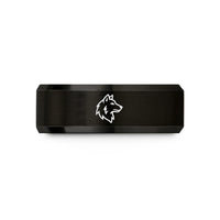 personalized presents for partners – black tungsten wolf wedding band