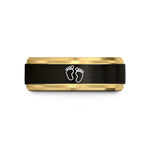 unique present for him – black & gold tungsten baby footprints wedding band