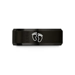 best present for guys – black & gold tungsten baby footprints wedding band
