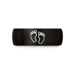 special present for dads – black & rose gold tungsten baby footprints wedding band