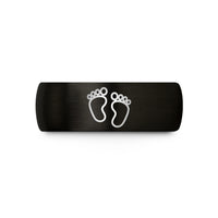 unique present for him – black tungsten baby footprints wedding band
