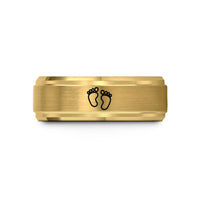 special present for dads – gold tungsten baby footprints wedding band
