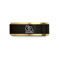 tungsten bands for couples – black & gold tungsten lion family cub wedding band