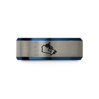 special mom present rings – blue & grey tungsten canada wedding band