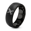 Crossed Scissors Comb – Tungsten Wedding Band, 8 mm, Black Comfort-Fit Unisex