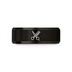 best presents for women – black tungsten crossed scissors comb wedding band