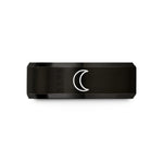 thoughtful presents for mom – black & gold tungsten new moon wedding band