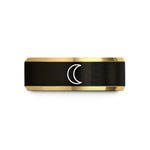 best present for mother – black & gold tungsten new moon wedding band