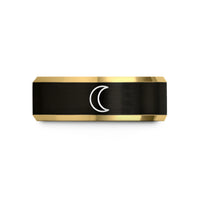 best present for mother – black & gold tungsten new moon wedding band