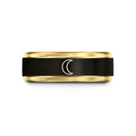 special token for mom – black & gold tungsten new moon wedding band